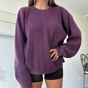 Mens/ Women's Purple Ribbed Cotton Sweater
